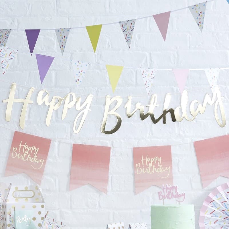 Gold Happy Birthday Banner