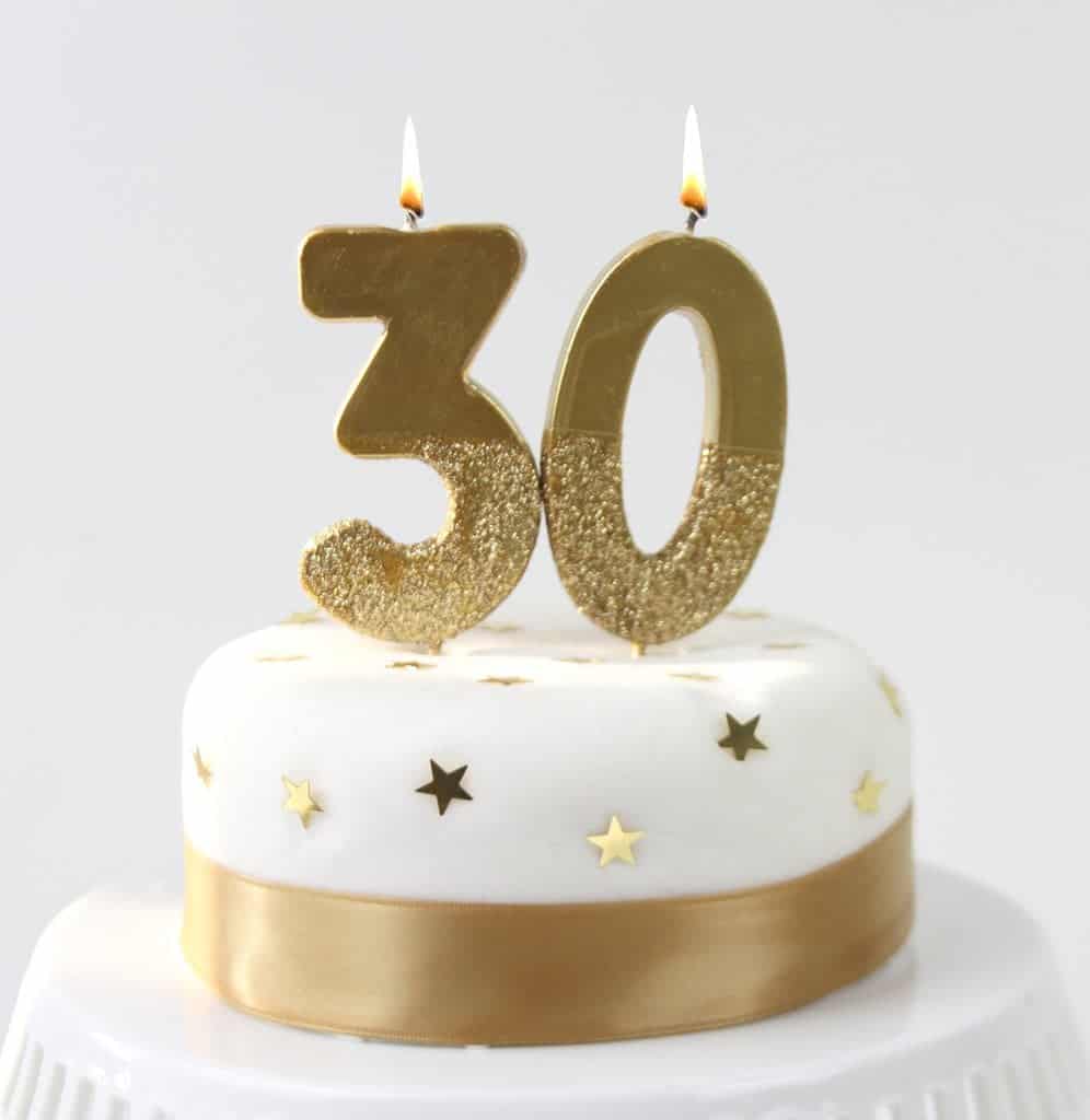 Gold Glitter Number 0 Candle - Milestone Birthday Cake Topper