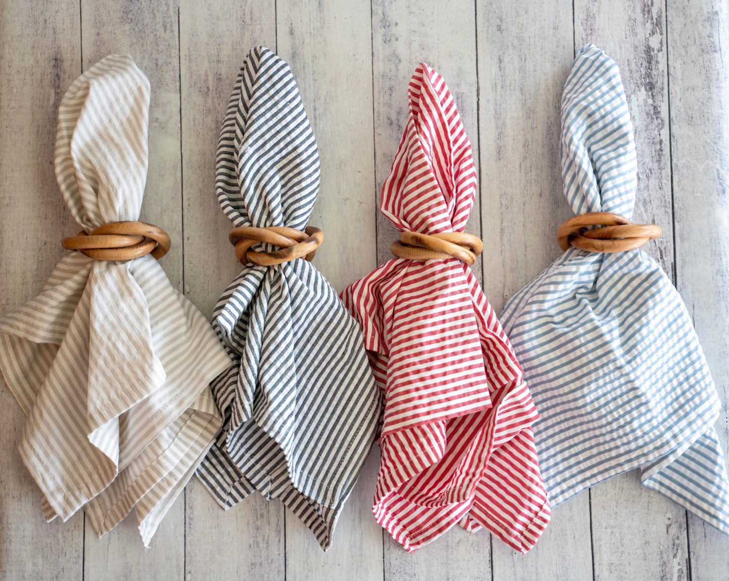 Wood Bangles Napkin Rings Set of 4 - Progressive Dinner Home Hosting Table Setting Essentials | EnFete Party
