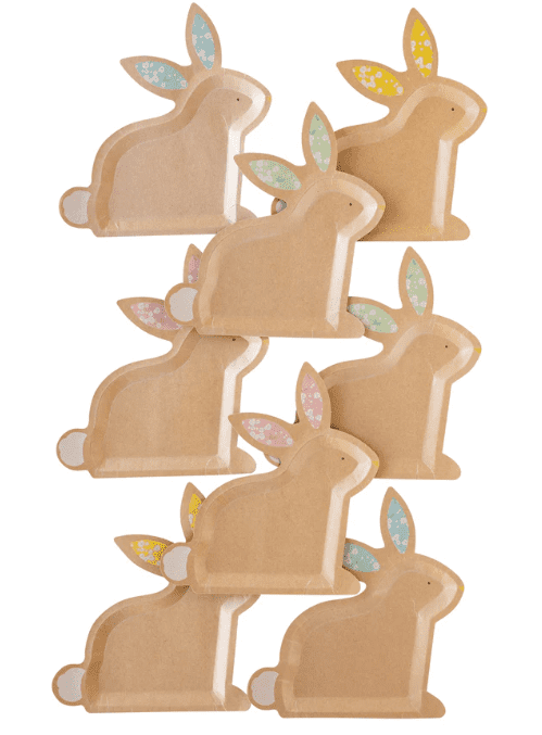 Kraft Bunny Plates with Floral Ears