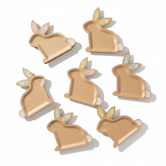 Kraft Bunny Plates Overhead Flat Lay