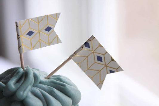 Lavender Geometric Cupcake Toppers