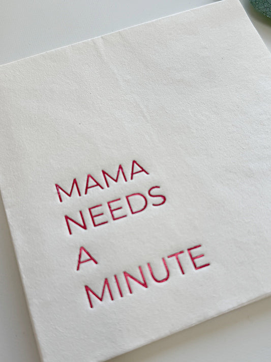 Mama Needs a Minute Cocktail Napkins - Plum & White Foil | Mom Life | EnFete Party