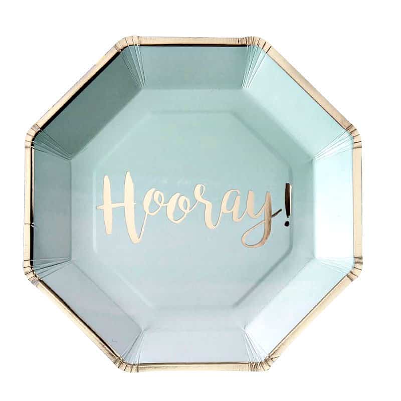 Mint and Gold Paper Plates, Napkins and Cups