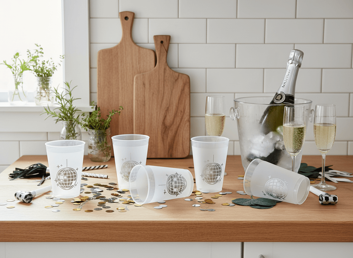 New Year's Eve disco ball cups