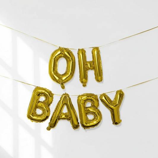 OH BABY Gold Balloon Banner