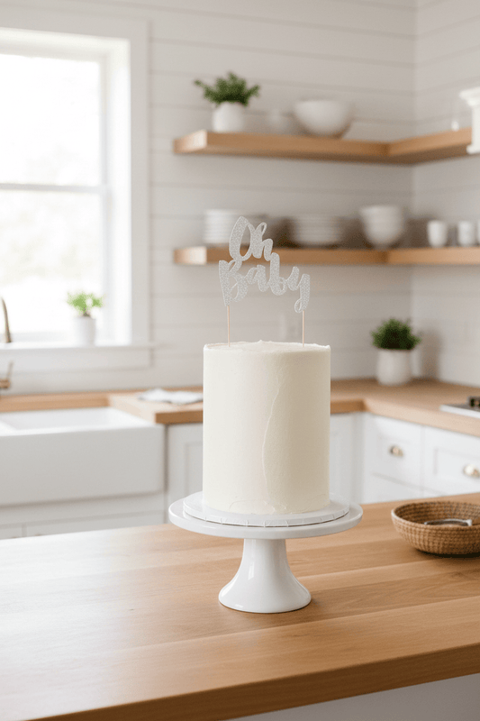 Oh Baby Silver Cake Topper Lifestyle