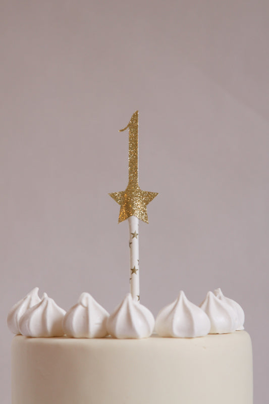 Number 1 Cake Topper Gold Star - 1st Birthday Cake Topper Handmade USA