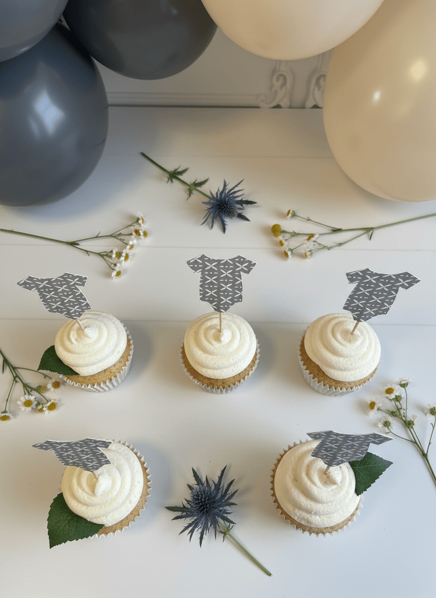 Overhead flat lay of dessert display