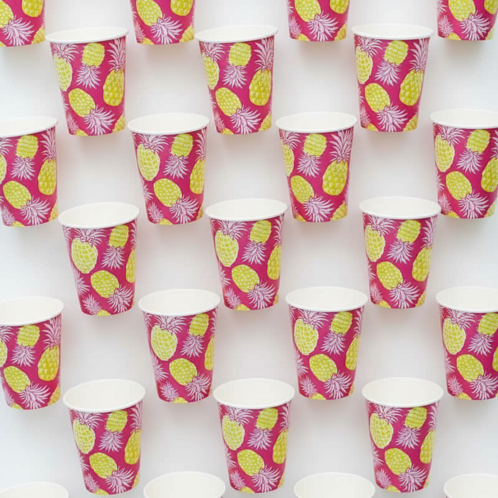 Overhead flat lay of pineapple cups
