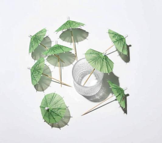 Overhead flat lay of umbrella picks