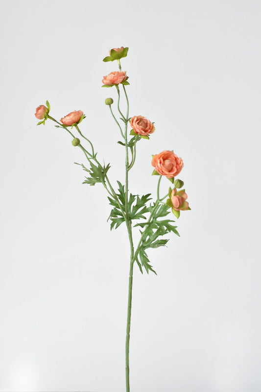 22" Faux Mini Peach Ranunculus Stem