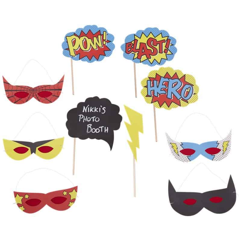 Comic Superhero POW BLAST HERO photo booth props and masks