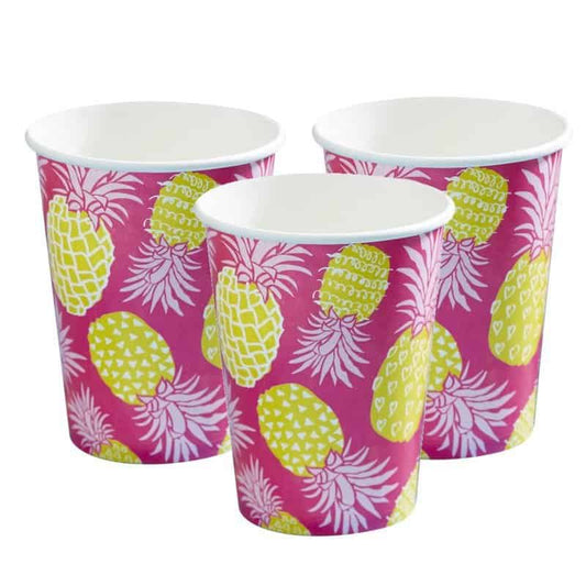 Pineapple Party Paper Cups - Tropical Summer Party Cups