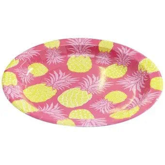 Hot Pink Pineapple Party Plates 9 Inch - Tropical Birthday Bridal Shower Bachelorette Party