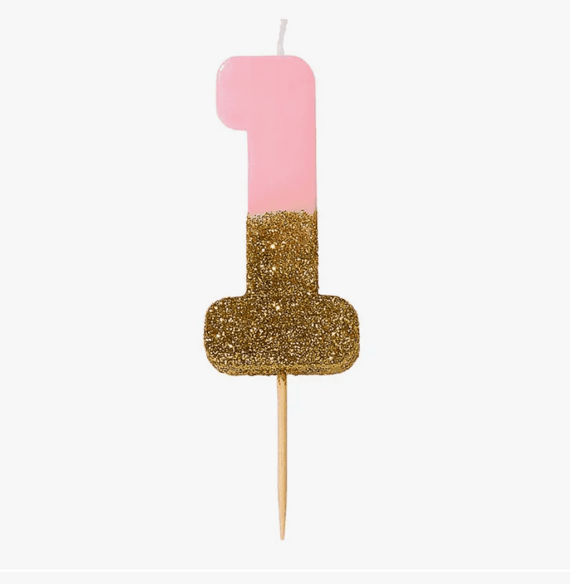 Pink Number Candles - Gold Glitter