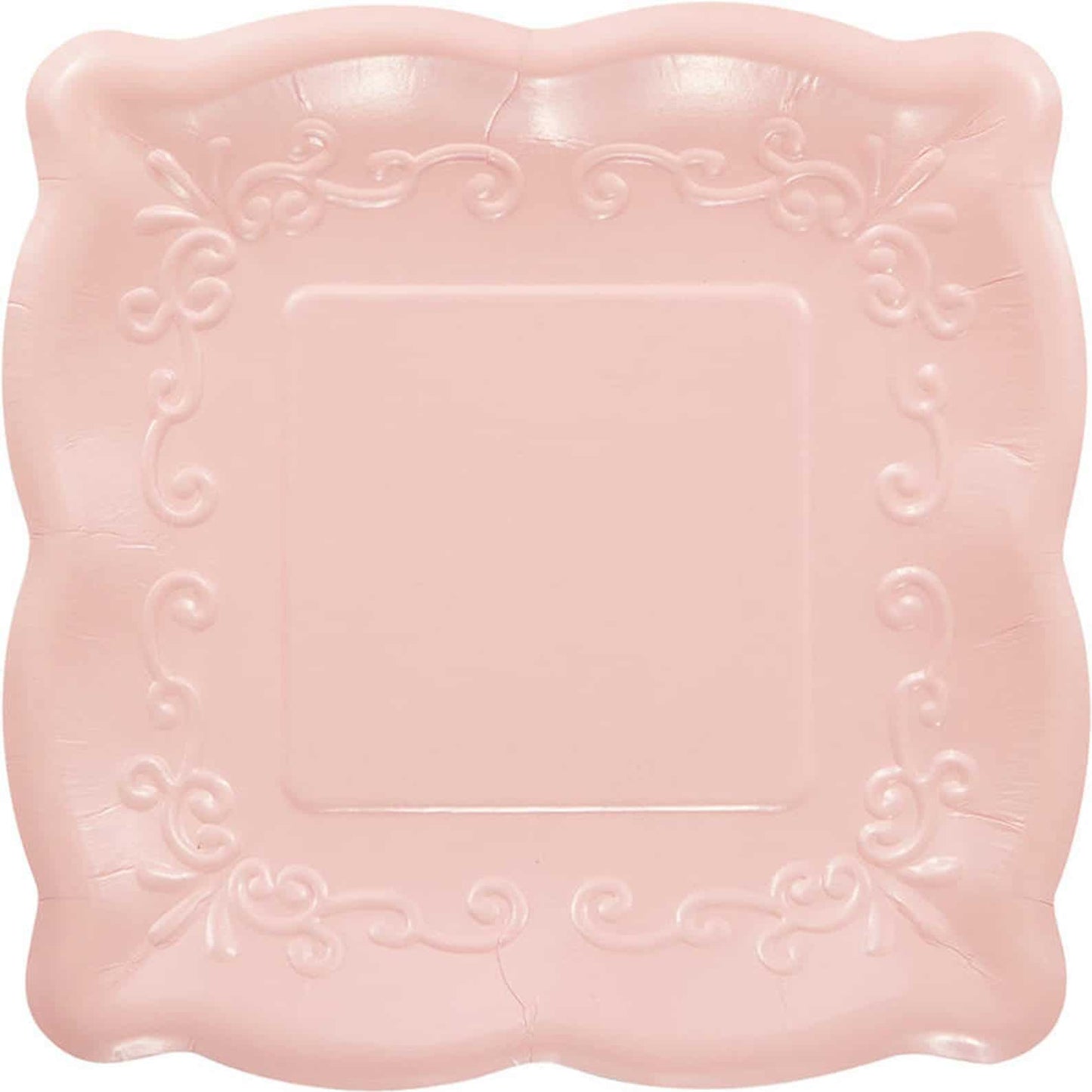 Pink Square paper plate for baby girl shower