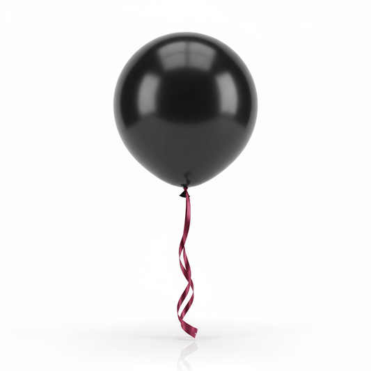 Realistic Black Balloon with Ribbon Tail