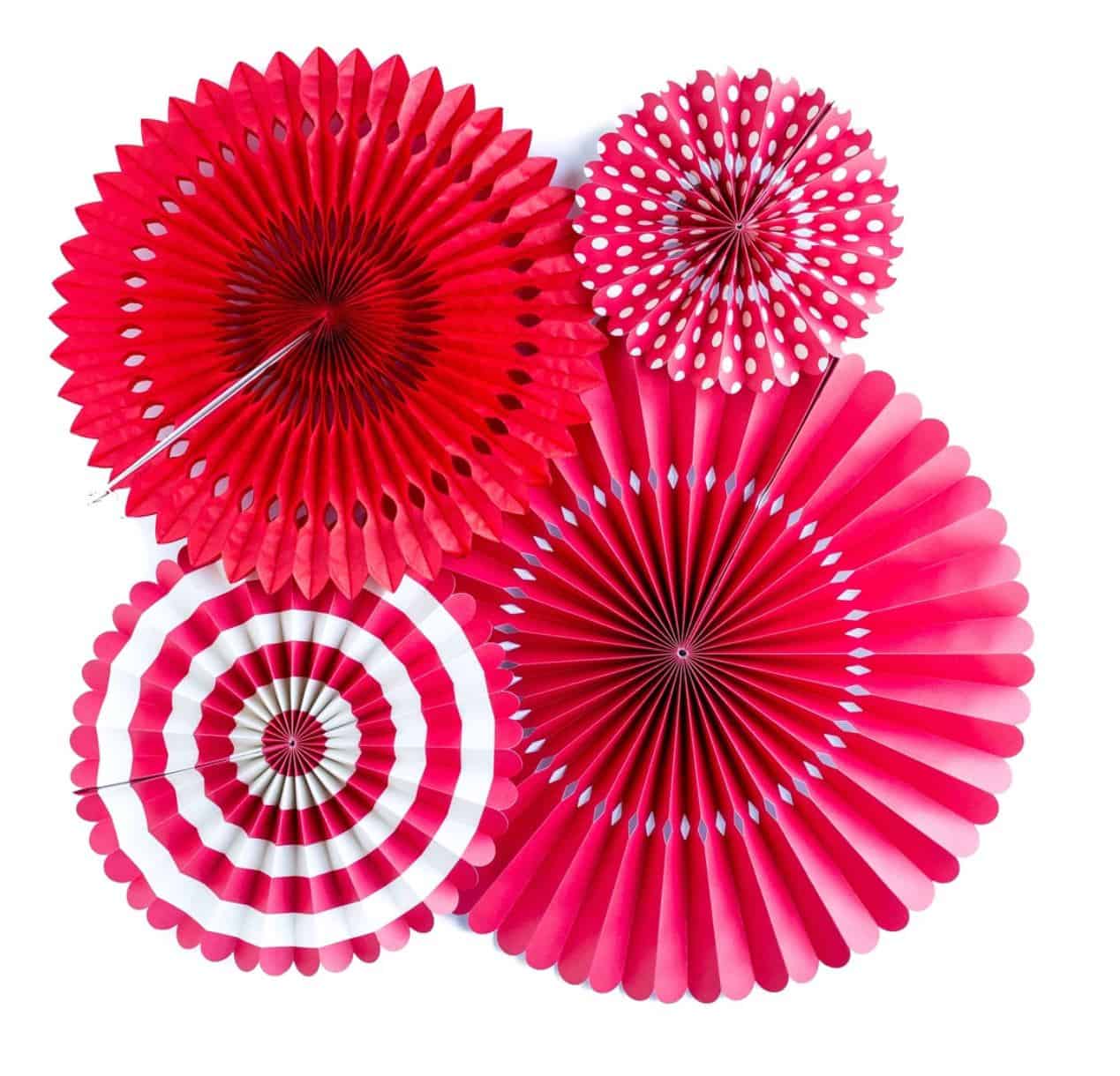 Red and White Party Paper Fans