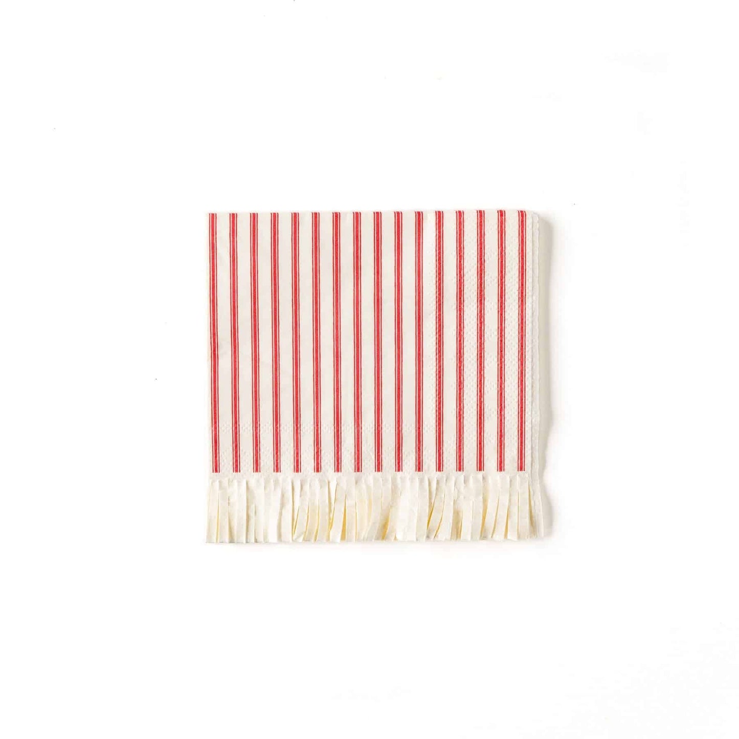 Red and White Striped Fringe Cocktail Napkins