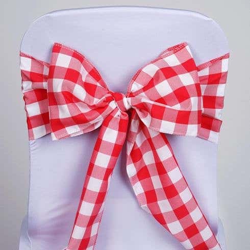 Red Gingham Check Chair Sash