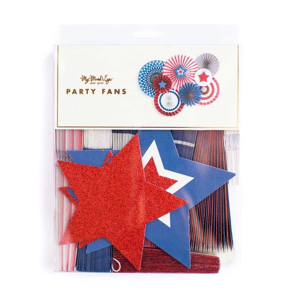 Red White and Blue Paper Fans- Super Hero Party