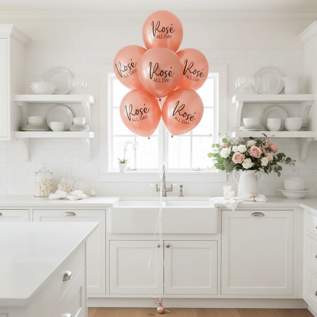 Rose All Day Balloons Kitchen Sink Display