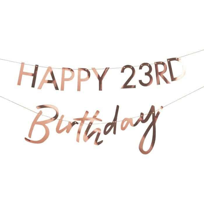 Rose Gold Happy Birthday Banner - Customizable