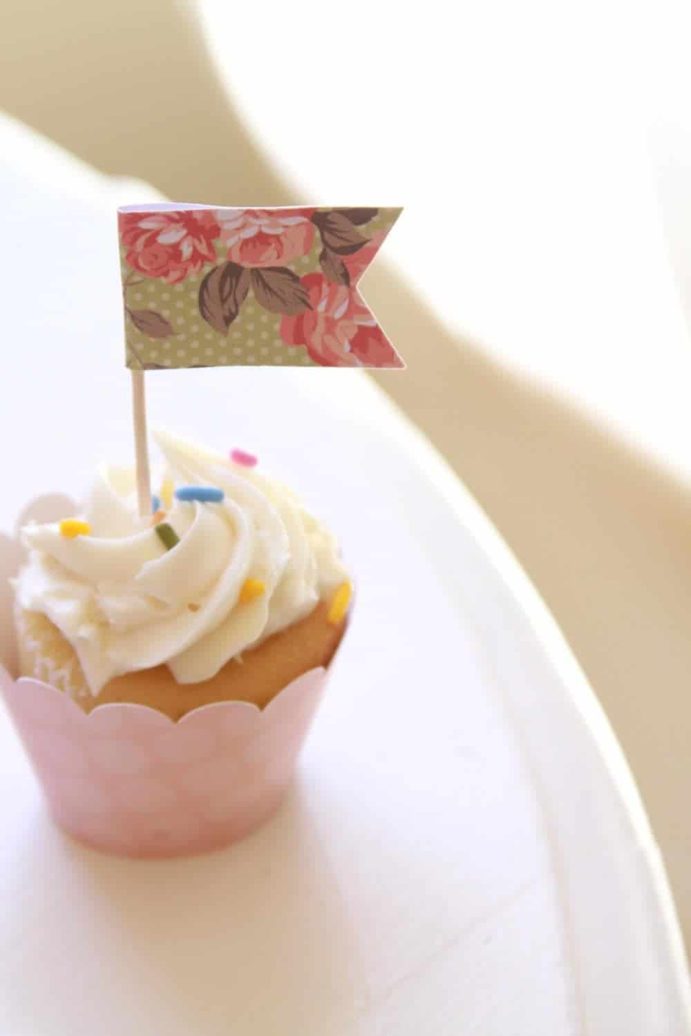 Shabby Chic Cupcake Toppers, Green with Roses