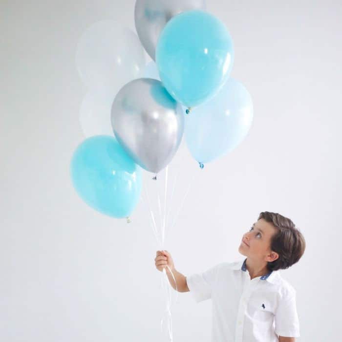 Silver and Blue Balloon Bouquet