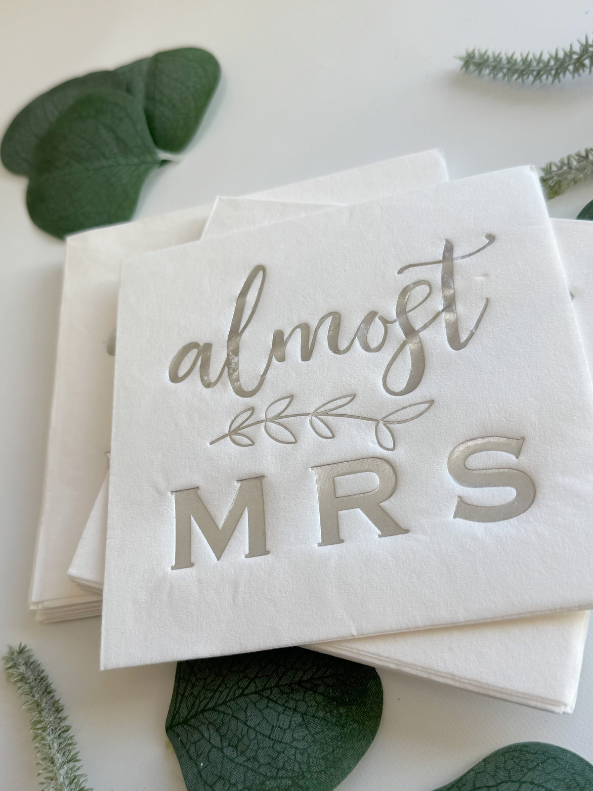 Almost Mrs. Bridal Shower Napkins - Silver - Slightly Imperfect Great Value | EnFete Party