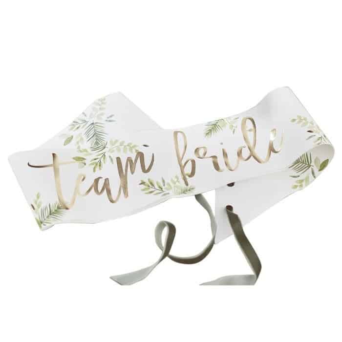 Team Bride Sash in a botanical print with velvet tie