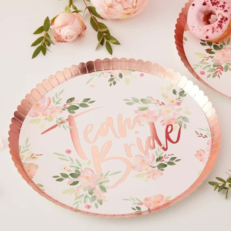 Team Bride Floral Paper Cups & Plates