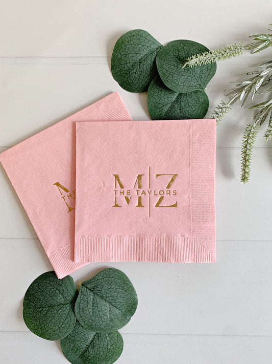 Custom Logo & Monogram Cocktail Napkins – Wedding, Bridal & Corporate (50–2000) | EnFete Party