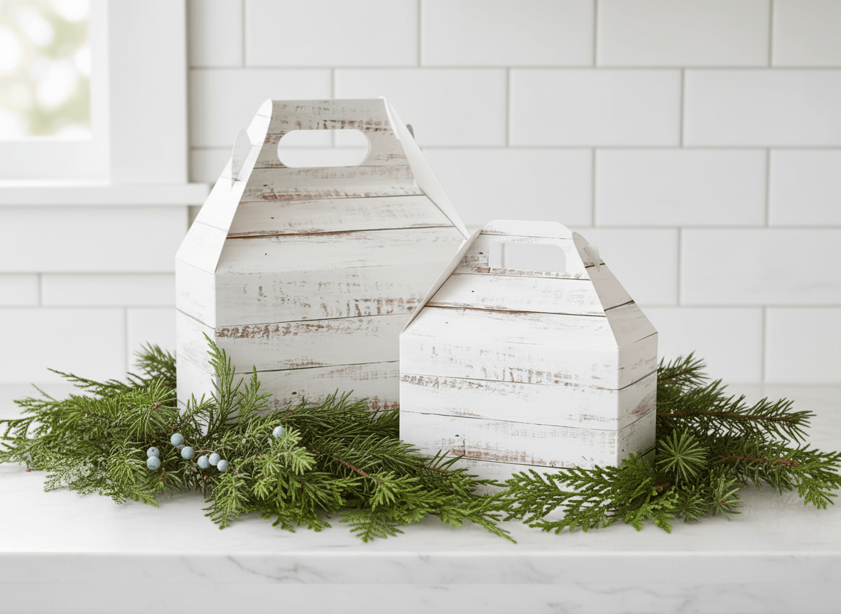 Wood Grain Gable Boxes - Set of 6 Small | EnFete Party