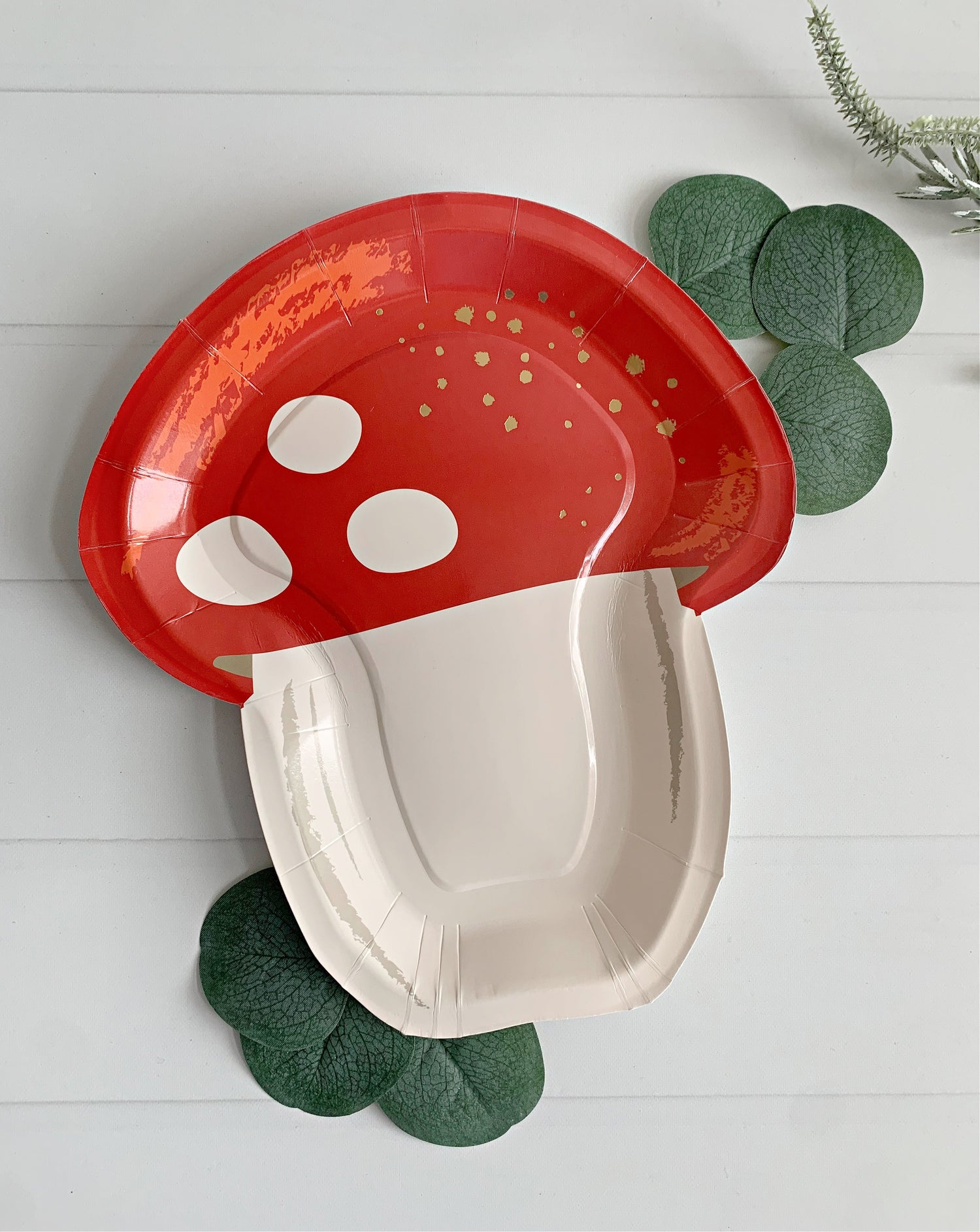 Red Mushroom Shaped Plates - the perfect woodland mushroom baby shower plates - Red and White for Christmas or Enchanted Forest Baby Showers and Weddings