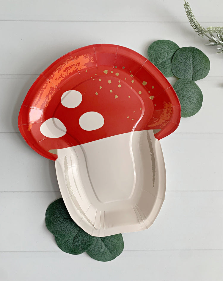 Red Mushroom Shaped Plates - the perfect woodland mushroom baby shower plates - Red and White for Christmas or Enchanted Forest Baby Showers and Weddings