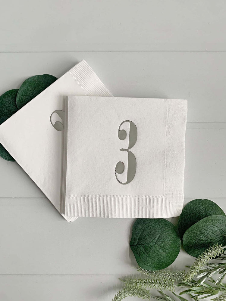 Celebrate your little one's third birthday with our stunning silver '3' on white napkins. These elegant napkins are the perfect addition to create a memorable setting for a Three-rex, Three-esta Mexican themed party, or a Young wild and Three party!