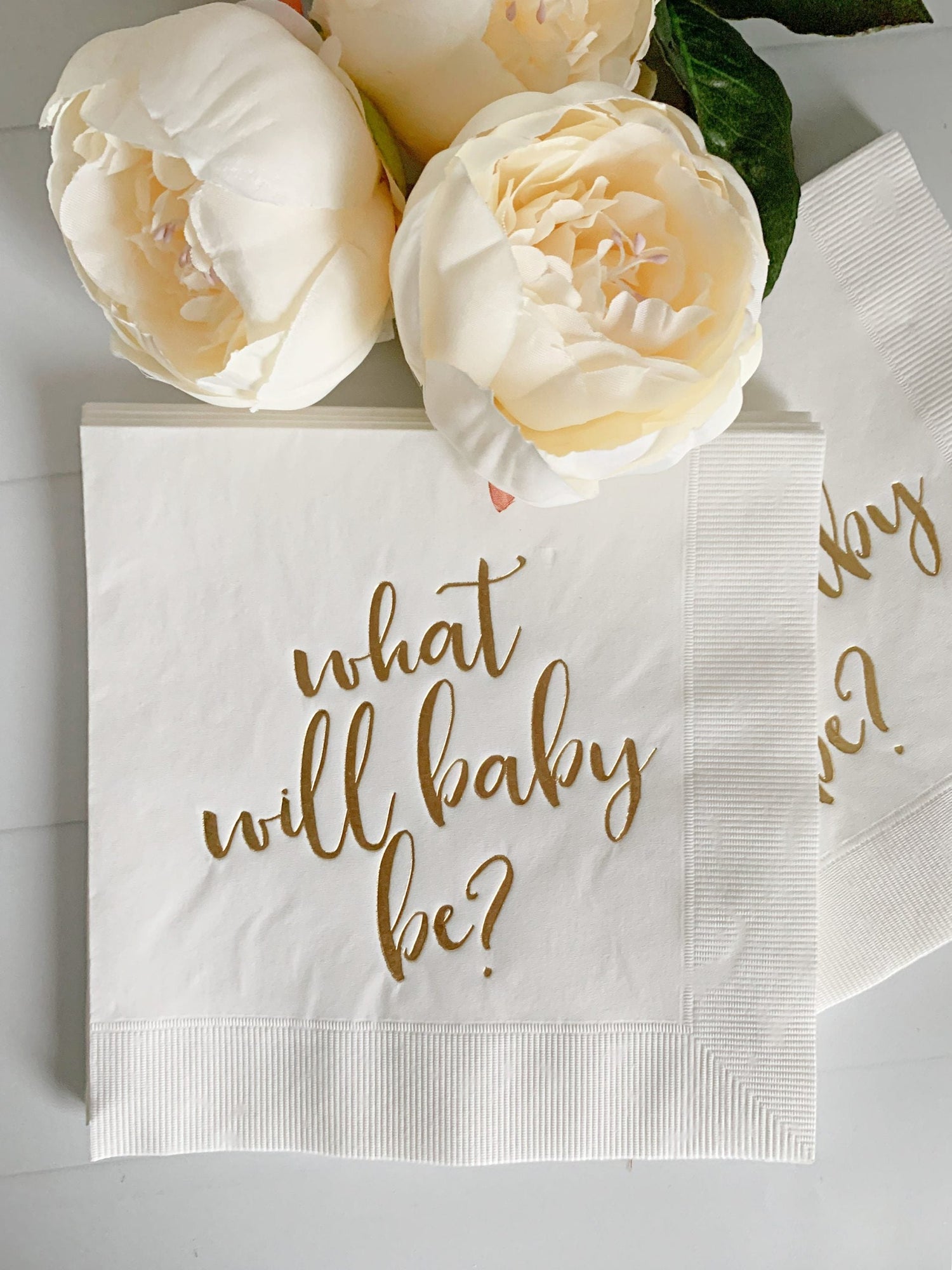 Gold & White Gender Reveal - What Will Baby Be?