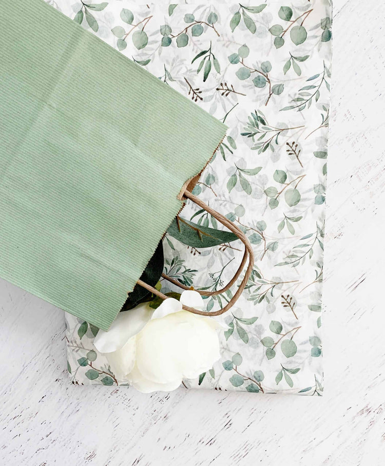 Botanical Greenery Tissue Paper for Wedding Favor or a Sage Baby Shower