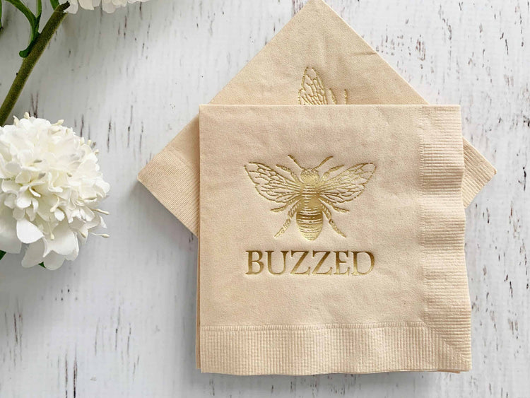 Buzzed Cocktail Napkins for a Baby Bee Baby Shower - Mama Bee
