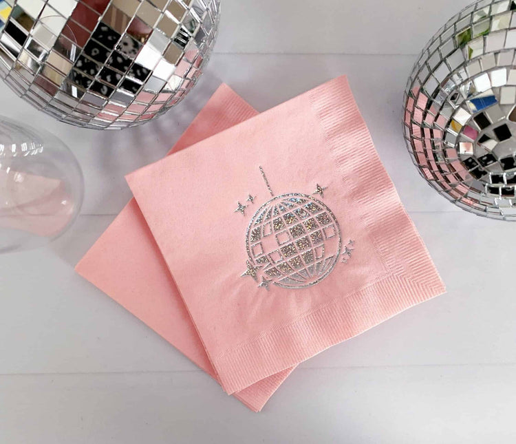 Disco Ball Cocktail Napkins - Pink