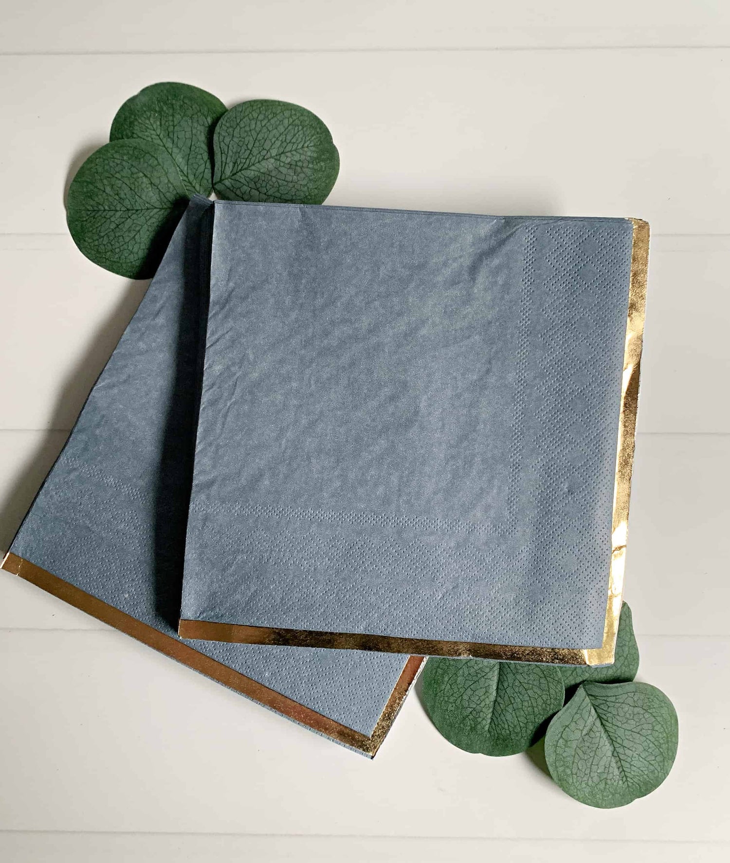 Dusty blue luncheon napkins make the perfect wedding napkins for your reception or a baby shower, bridal shower or engagement party.
