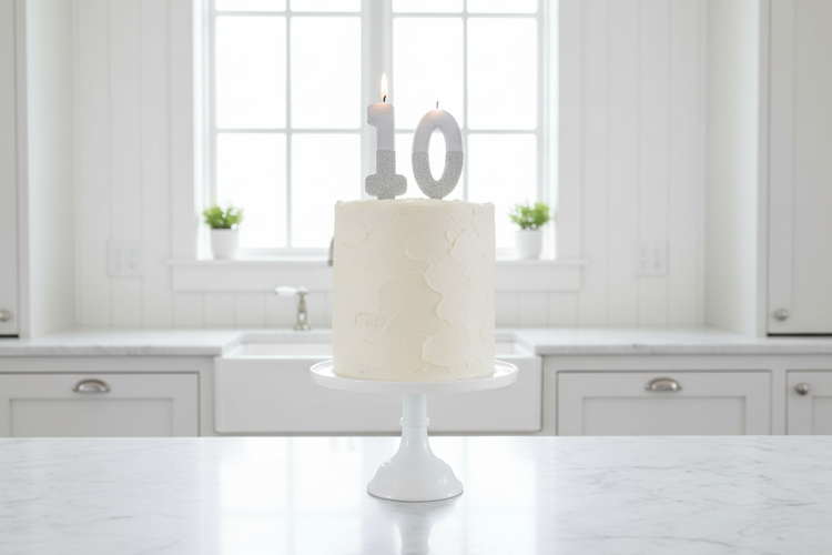 Silver 10 birthday cake numbers