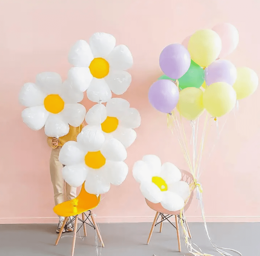 Daisy Balloons for a Two Groovy Birthday Party Bash for the 2nd birthday girl
