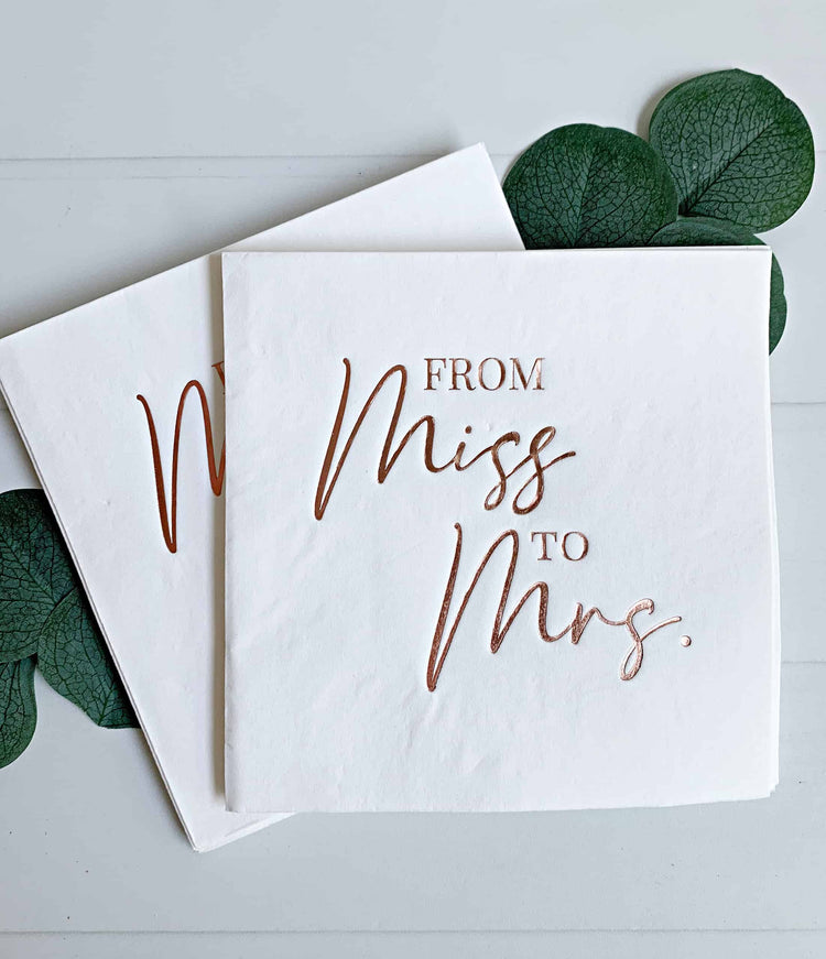 From Miss to Mrs Rose Gold bridal Shower napkins