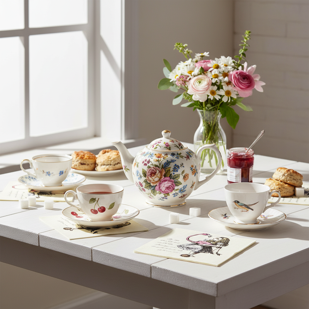 Alice in Wonderland Tea party supplies and decor for a Queen of Hearts selecbration