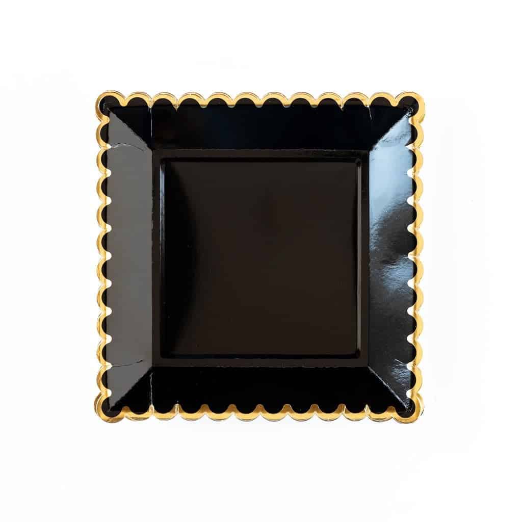 Bachelor Party Black Scalloped plates also perfect for New year's eve and graduations