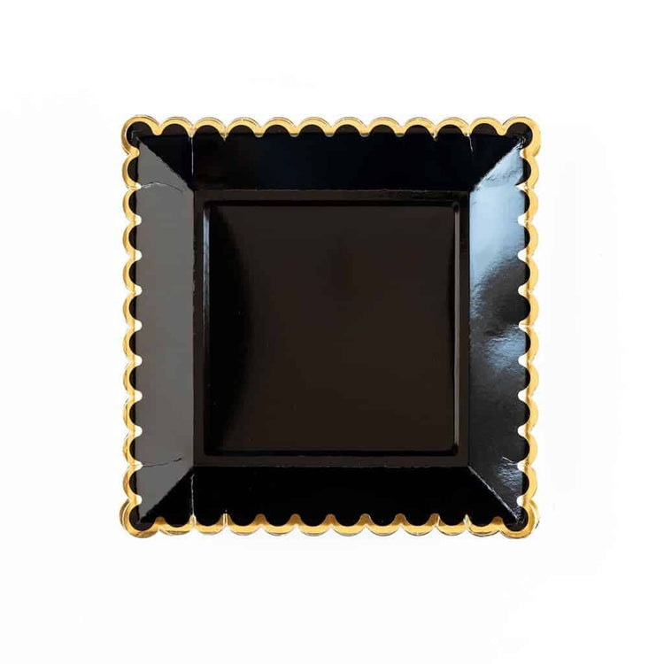 Bachelor Party Black Scalloped plates also perfect for New year's eve and graduations