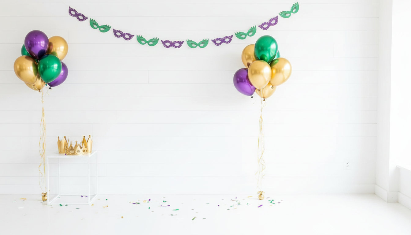 Gold Purple and Green Mardi Gras Banner